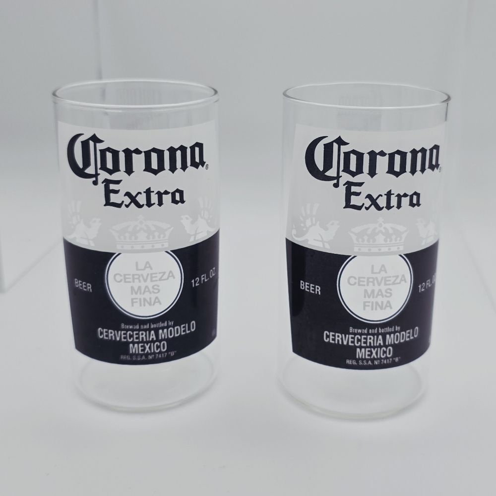 Corona Extra Tempered Beer Drinking Glass Set 10 Oz